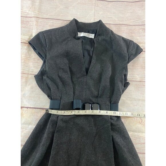 Trina Turk Women's Grey Millionaire Ponte Knit Belted Dress - Small - Picture 8 of 13